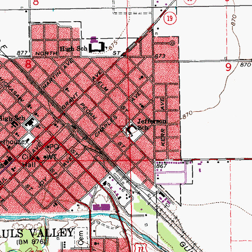 Topographic Map of Jefferson Early Learning Center, OK