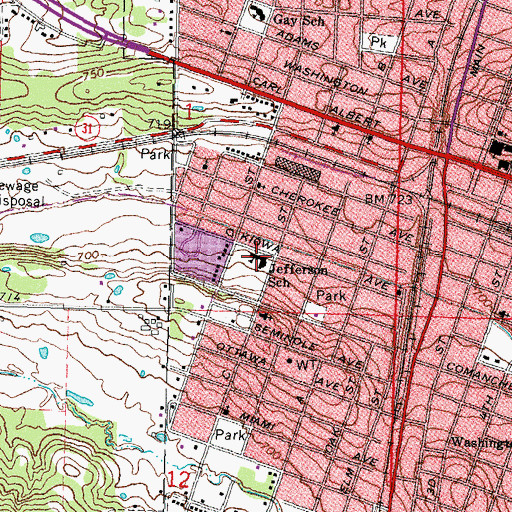 Topographic Map of Jefferson Early Childhood Center, OK