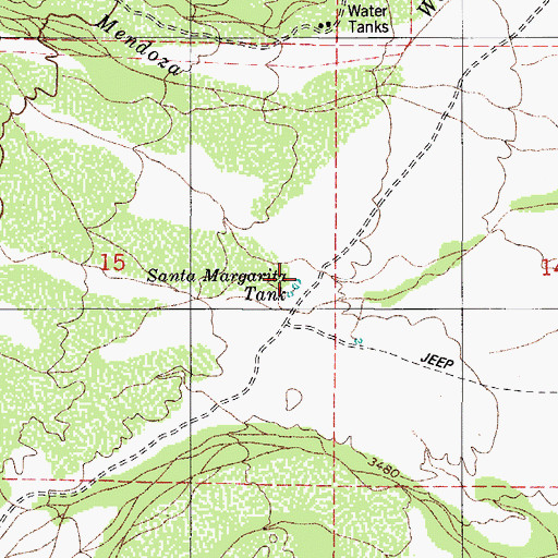 Topographic Map of Santa Margarita Tank, AZ