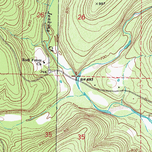 Topographic Map of Jenkins Creek, OK