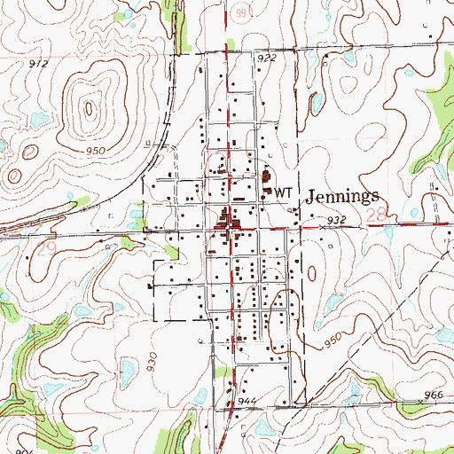 Topographic Map of Jennings, OK