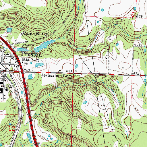 Topographic Map of Jerusalem Cemetery, OK