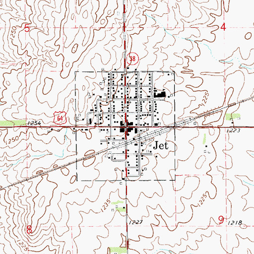 Topographic Map of Jet, OK