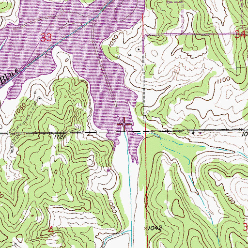 Topographic Map of Jim Blue Creek, OK