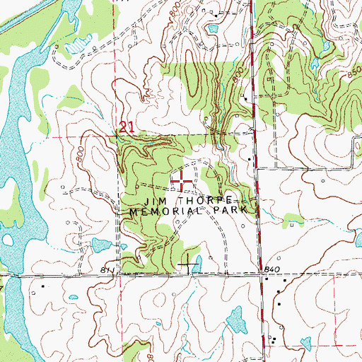 Topographic Map of Jim Thorpe Memorial Park, OK