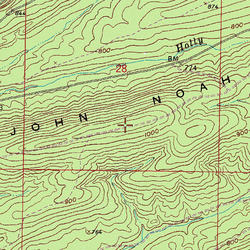 Topographic Map of John Noah Mountain, OK