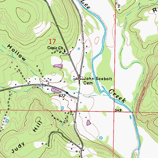 Topographic Map of John Seabolt Cemetery, OK