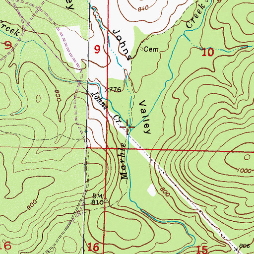 Topographic Map of Johns Creek, OK