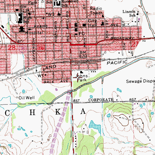 Topographic Map of Johns Park, OK