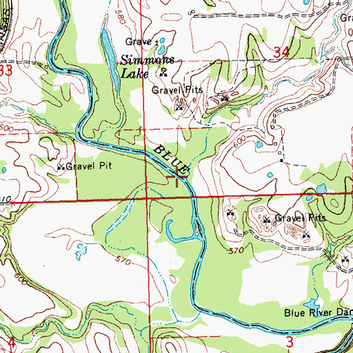 Topographic Map of Johnson Creek, OK