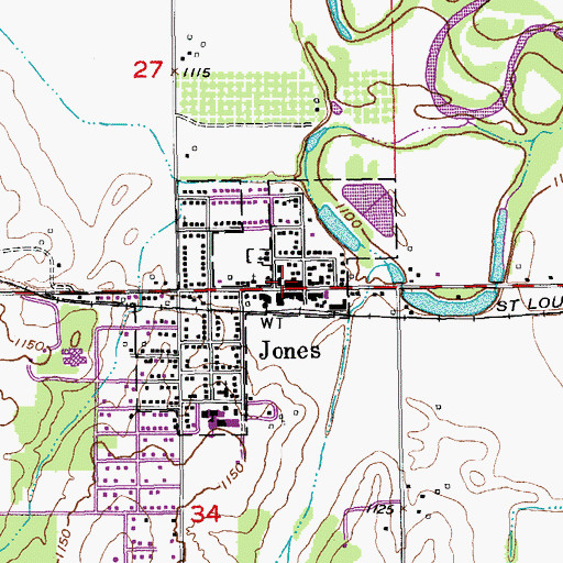 Topographic Map of Jones, OK