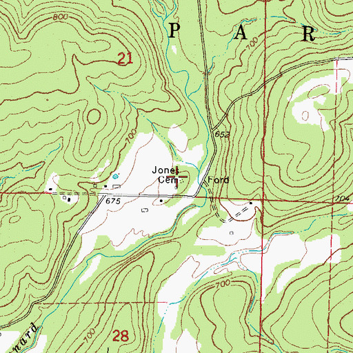 Topographic Map of Jones Cemetery, OK