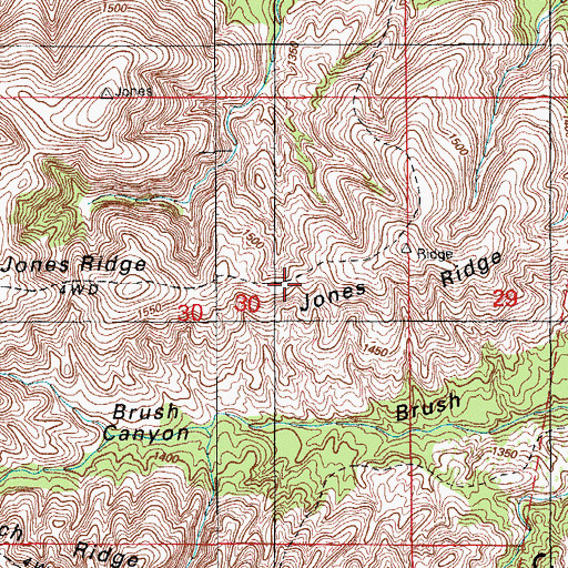 Topographic Map of Jones Ridge, OK