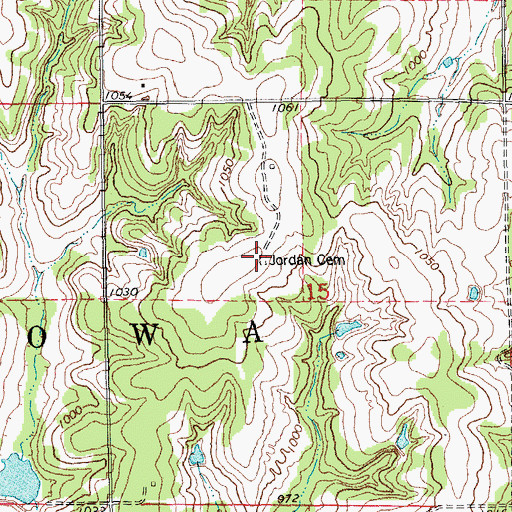 Topographic Map of Jordan Cemetery, OK