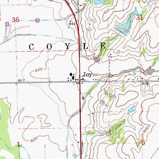 Topographic Map of Joy, OK