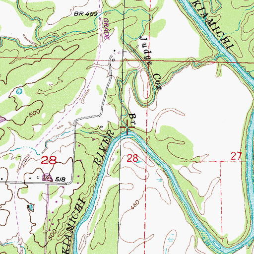 Topographic Map of Judge Cox Branch, OK