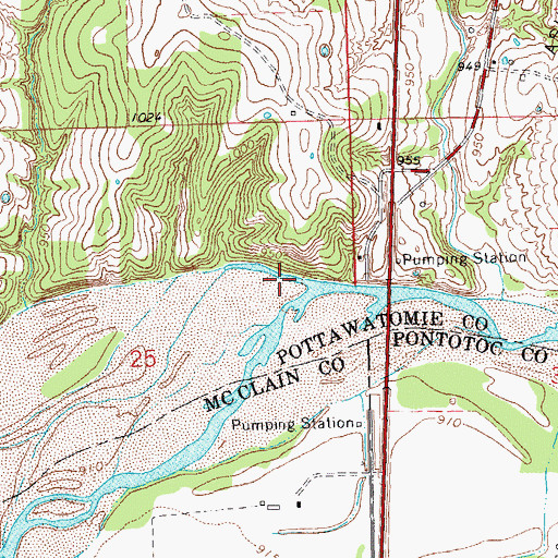Topographic Map of Julian Creek, OK