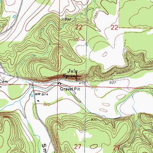 Topographic Map of July Spring, OK