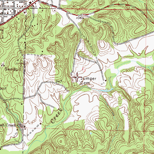 Topographic Map of Jumper Cemetery, OK