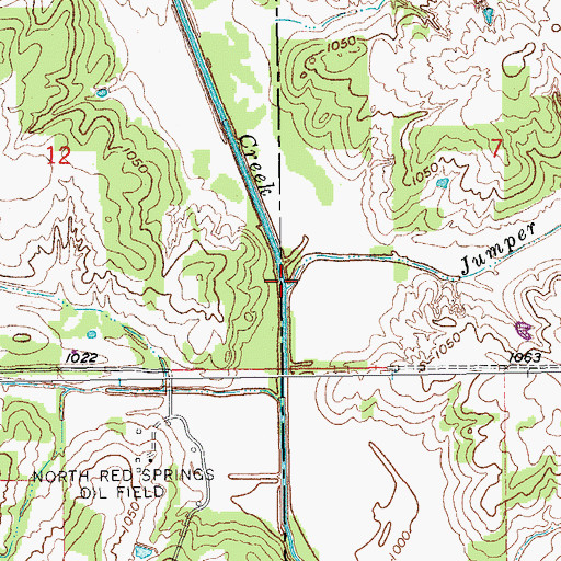 Topographic Map of Jumper Creek, OK
