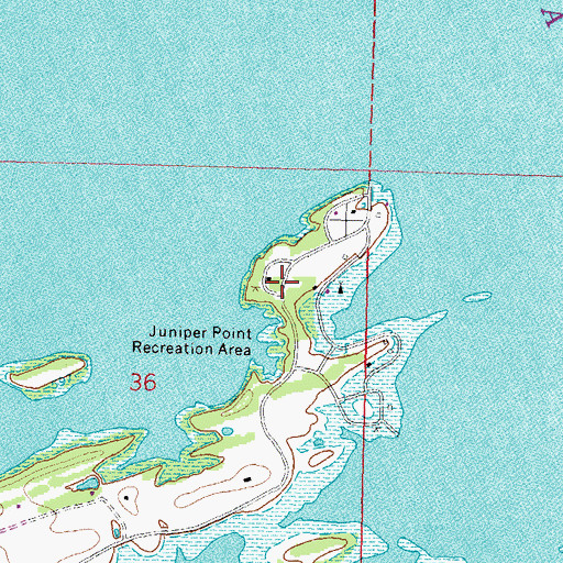 Topographic Map of Juniper Point Recreation Area, OK