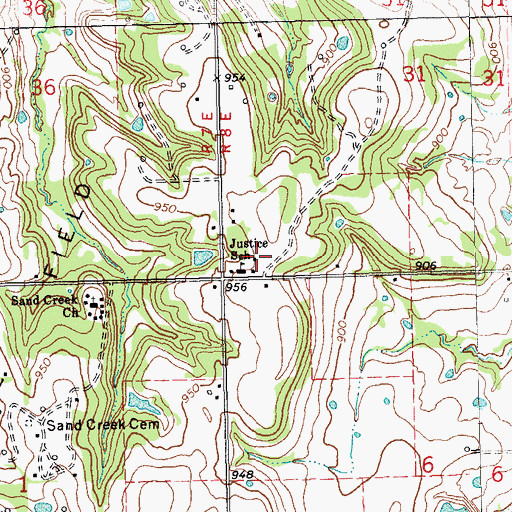 Topographic Map of Justice Elementary School, OK