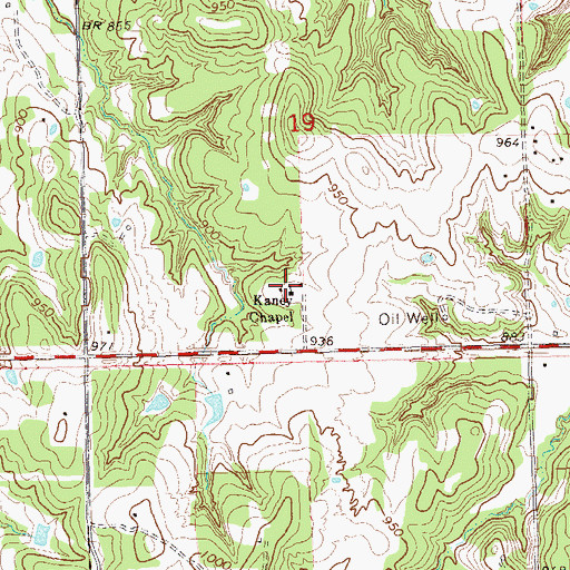 Topographic Map of Kaney Chapel, OK
