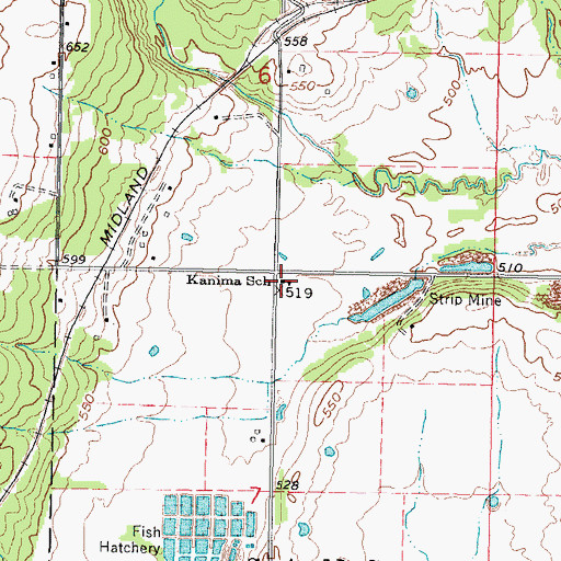 Topographic Map of Kanima School, OK