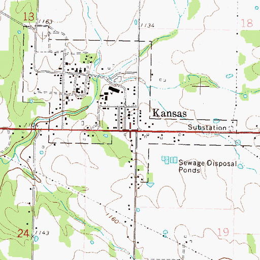 Topographic Map of Kansas, OK