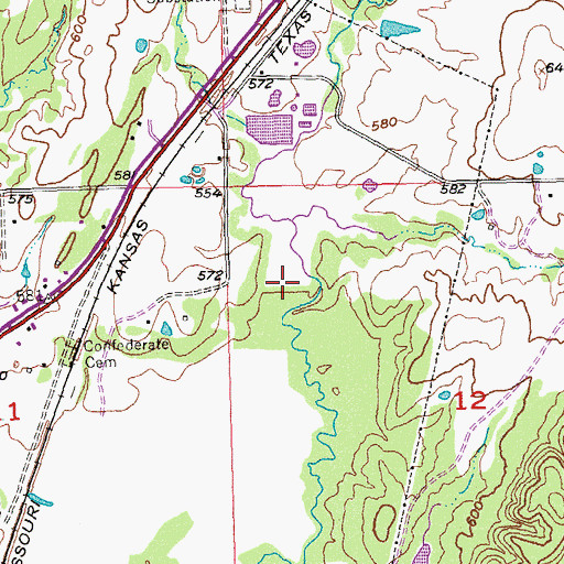 Topographic Map of Katy Lake, OK