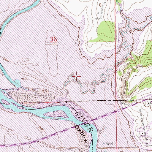 Topographic Map of Kaw Oil Field, OK