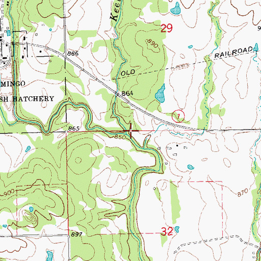 Topographic Map of Keel Creek, OK