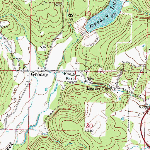 Topographic Map of Keeler Park, OK