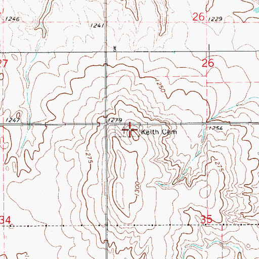 Topographic Map of Keith Cemetery, OK