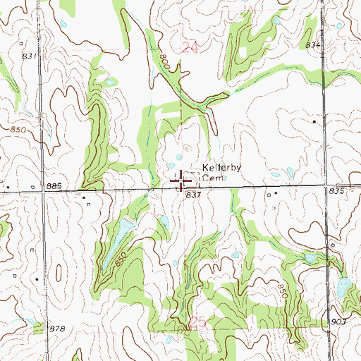 Topographic Map of Kellerby Cemetery, OK