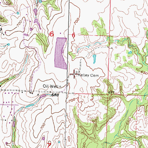 Topographic Map of Kelley Cemetery, OK