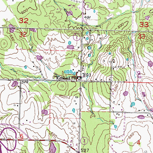 Topographic Map of Kellond Church, OK