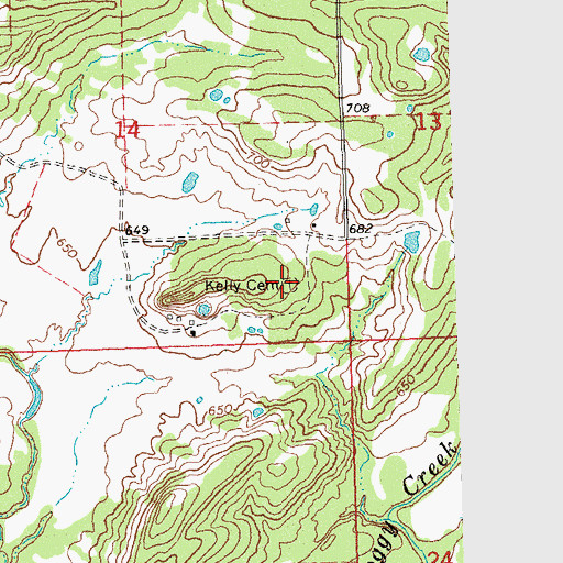 Topographic Map of Kelly Cemetery, OK