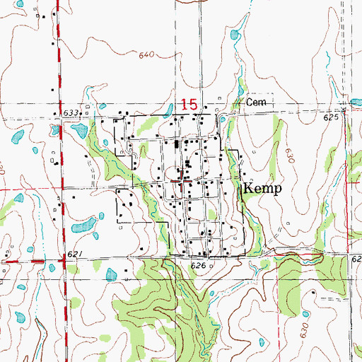 Topographic Map of Kemp, OK