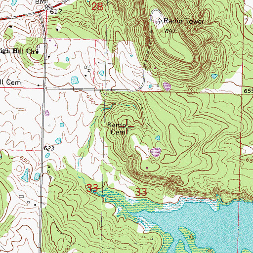 Topographic Map of Kemp Cemetery, OK