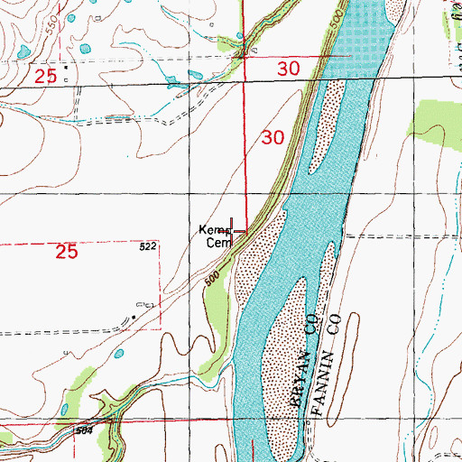 Topographic Map of Kemp - Reynolds Family Cemetery, OK