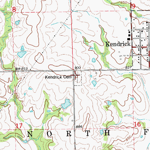 Topographic Map of Kendrick Cemetery, OK