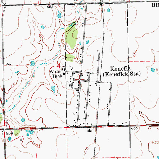 Topographic Map of Kenefic, OK