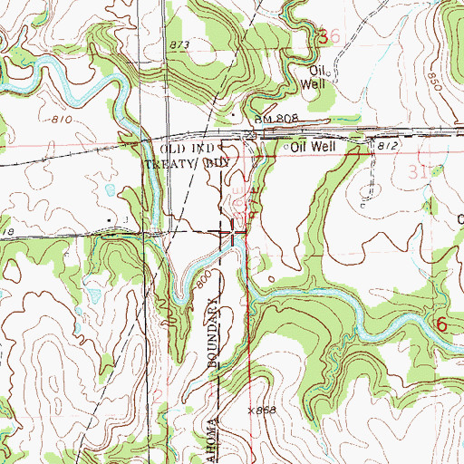 Topographic Map of Kenny Creek, OK