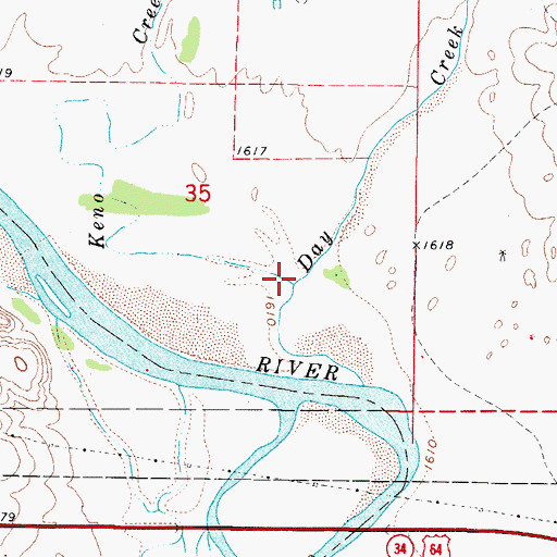 Topographic Map of Keno Creek, OK