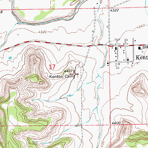 Topographic Map of Kenton Cemetery, OK