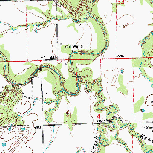 Topographic Map of Kenyon Creek, OK