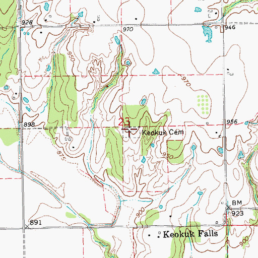 Topographic Map of Keokuk Cemetery, OK