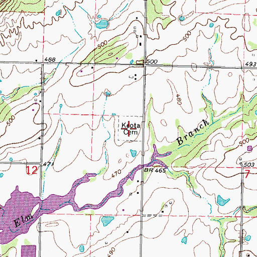 Topographic Map of Keota Cemetery, OK