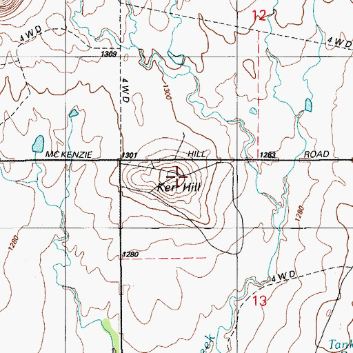 Topographic Map of Kerr Hill, OK